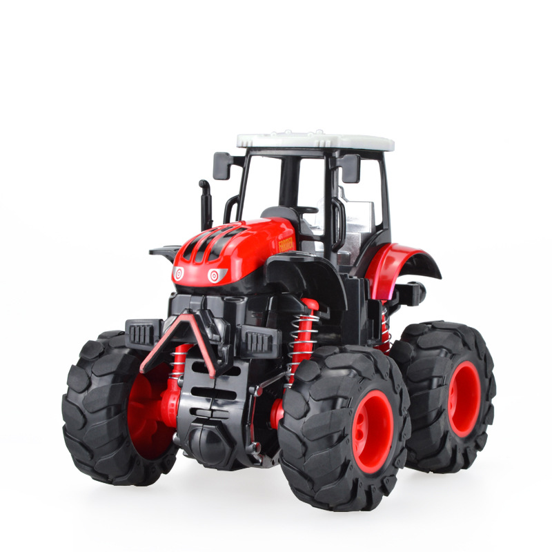 Vehículo de ingeniería de inercia de aleación transfronteriza Tractor Simulación Coche de granjero Modelo de bicicleta Regalo para niños Coche de juguete