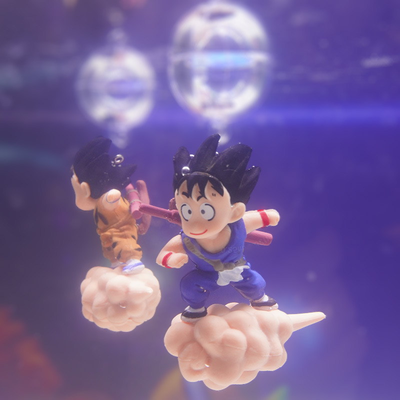 Azul Graso Dibujos Animados Buceo Rana Hombre Pecera Paisajismo Adorno Somersault Nube Wukong Tanque Pequeño Micro Paisaje Pêssego Blanco