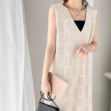 20252日韩外贸女装 乐天新款蕾丝花卉镂空连衣裙