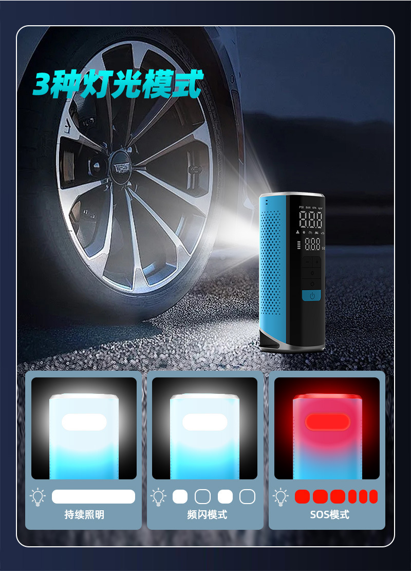 Cross-border vehicle-mounted electric air pump with integrated inflating and power supply for emergency car and motorcycle starting, 12V 25-cylinder