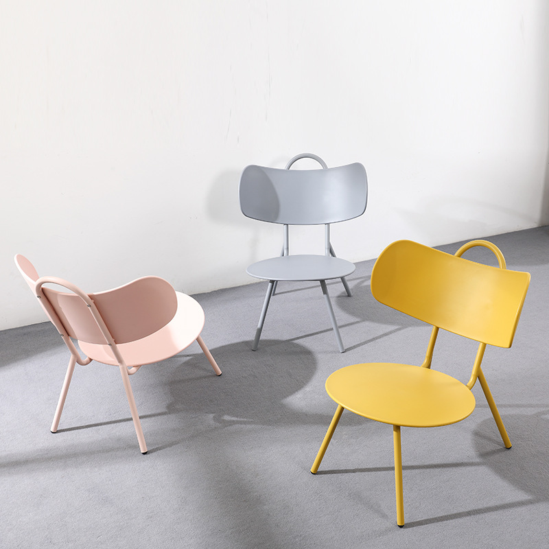 北欧休闲靠背椅休息区椅子洽谈椅家用阳台椅户外塑料椅懒人咖啡椅