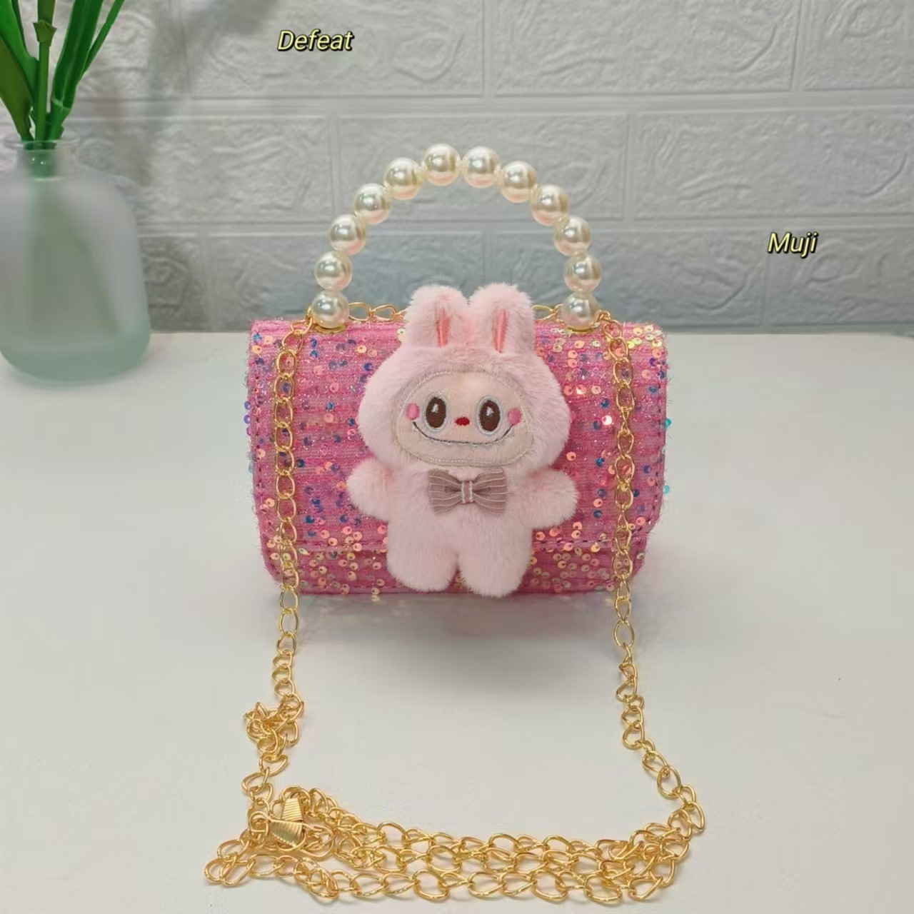 Bolso de perlas bolso de dibujos animados de viento fragante bolso de niños bolso de cambio bolso de accesorios bolso de cadena bolso de sequillas bolso cuadrado