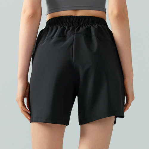 Women's Loose Micro-Flared Elastic Wide-Leg Four-Inch Wide-Leg High-Waist Lifted Running Fitness Shorts