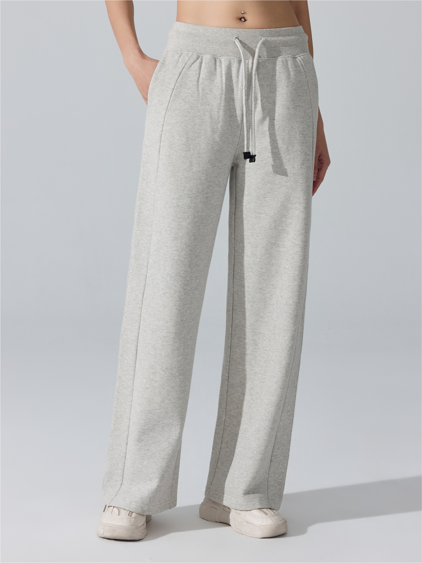 Otoño y invierno más pantalones de terciopelo de cuerda pull-out pantalones de yoga para mujeres sueltos de cintura alta recta de bolsillo deportivo de piernas anchas pantalones para mujeres image 2