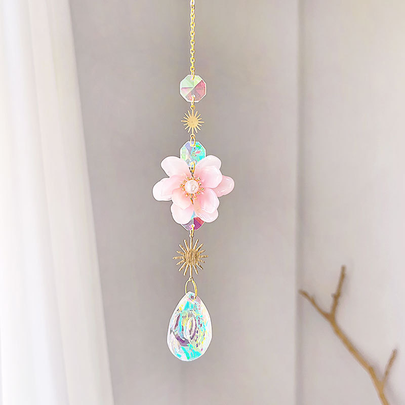 Crystal Material Simple Style Flower Crystal Suncatcher Wind Chime Wall Art