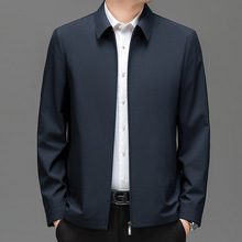2025秋季新款男式夹克中年男装商务休闲翻领时尚百搭茄克外套男