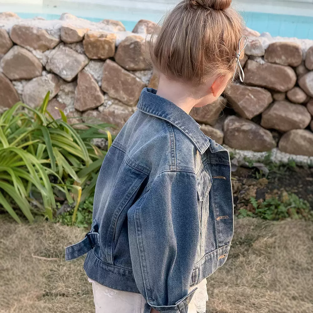 儿童复古牛仔外套2025春秋新款韩版男女童做旧牛仔服儿童外套