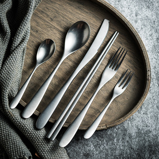 304 stainless steel Western tableware retro frosted snowflake old steak knife fork spoon coffee spoon chopsticks set Wholesale