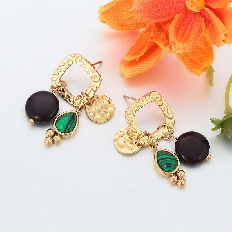 Xuping nicho personalidad viento de acero inoxidable 14k aretes geométricos pernos cuadrados círculos bordillos aretes al por mayor mujeres