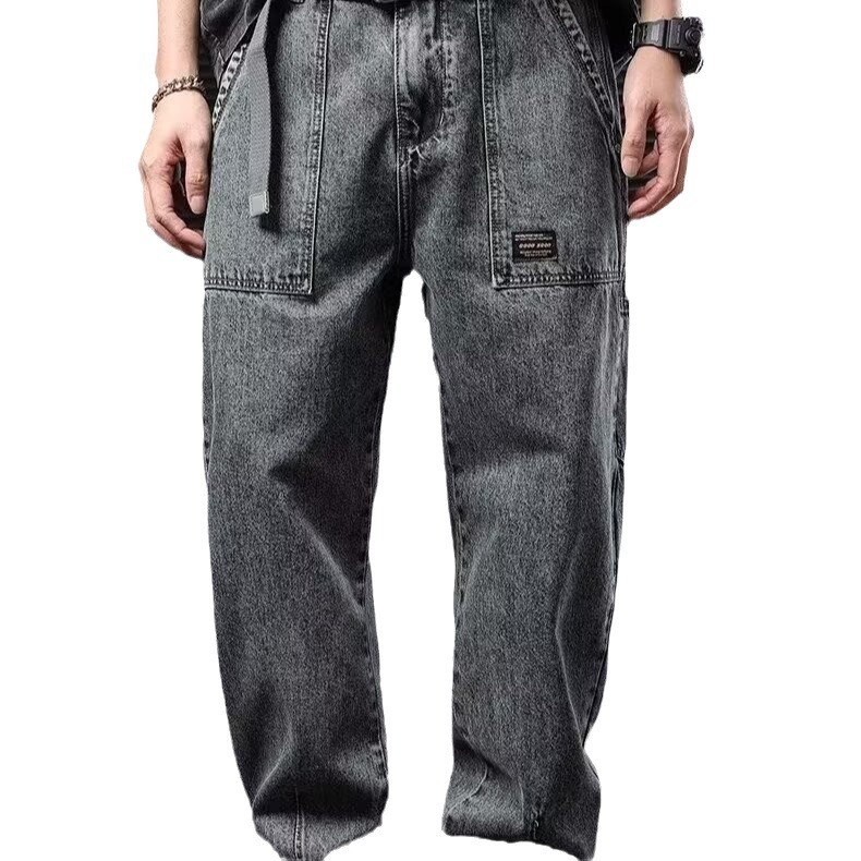 Pantalones vaqueros de barro amarillo para niños primavera y otoño nuevo estilo americano retro suelto pantalones anchos pantalones casuales rectos