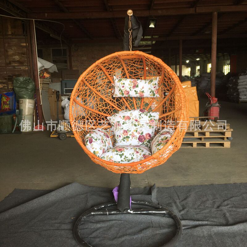 Yipai Furniture Hanging Blue Outdoor Modern Minimalist Leisure Furniture Iron Frame PE Imitation Rattan Rocking Chair Balcony Hanging Chair 2