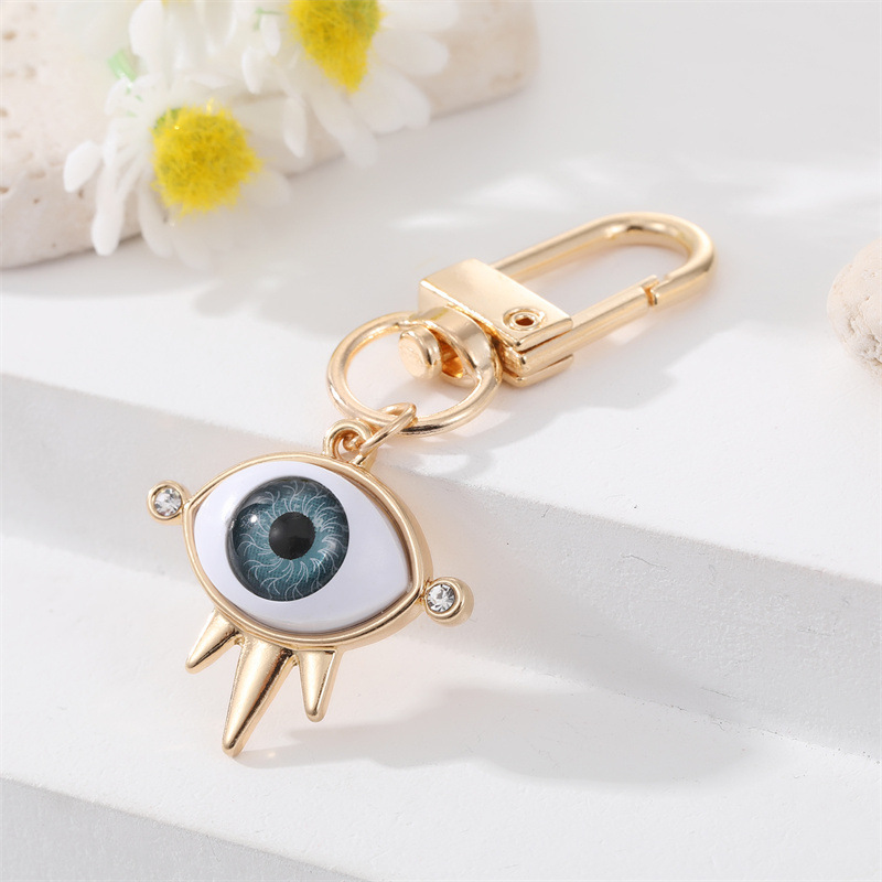 30g Weight Keychain Classification Alloy Material Eye Pattern Unisex Gender Plating Design Fashion Style Multicolor Color Alloy Base Support Diamond-embedded Colorful Devil's Eye Keychain Gold Electroplated Resin Patch Handbag Pendant 8