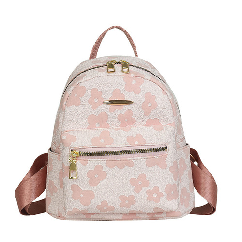 Trendy printed canvas women's bag  new Korean style shoulder bag casual handbag simple large capacity backpack