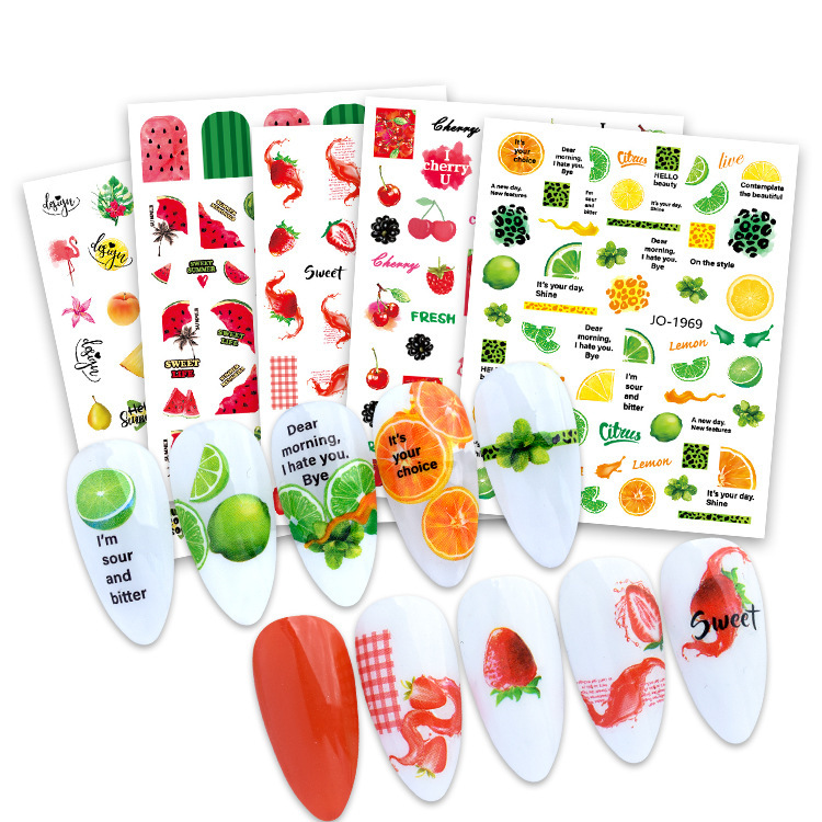 Foreign trade new fruit series nail stickers wholesale lemon/pineapple/watermelon/banana/strawberry nail stickers