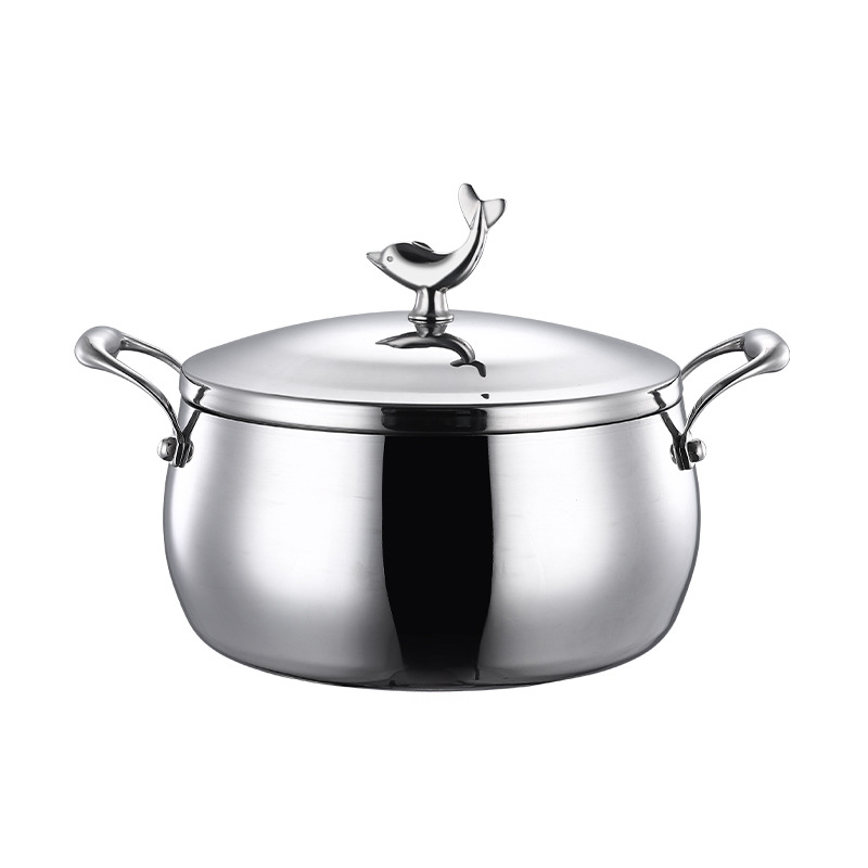 Olla para sopa de acero inoxidable 304 de tres capas, olla para cocinar y alisar a vapor engrosada con doble asa, olla para guisos, olla para cocinas de inducción, doble propósito para alisar a vapor y cocinar.