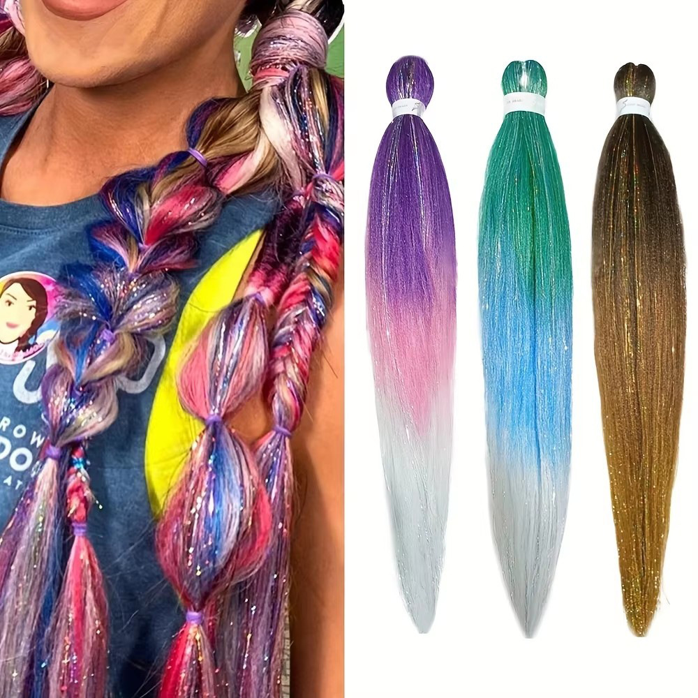 Transfronterizo color gradiente EZ gran trenza láser fibra química trenzada cabello fácil cabello trenzado africano pelucas