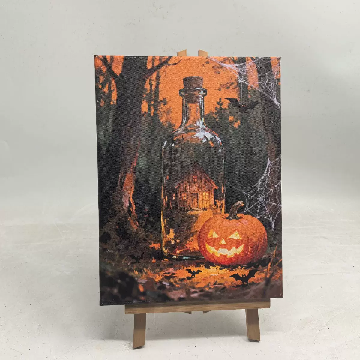 批发定制万圣节LED帆布画 鬼节幽灵发光画带灯装饰画 跨境专供