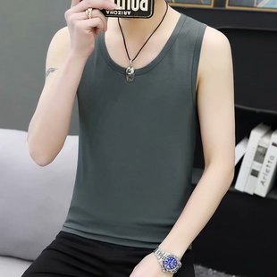 Vest Men's Trendy Summer Solid Color Bottoming Sweatshirt Gym Young Men's Sports Fitness Clothes Sleeveless T-shirt Ins