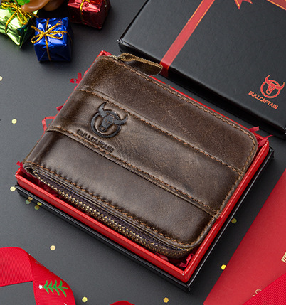 Capitán Niu cuero corto horizontal primera capa billetera de piel de vaca casual Cambio de licencia de conducir cartera ranura para tarjeta multifuncional