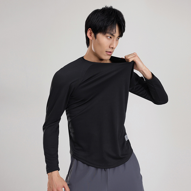 2024 primavera y verano nueva camiseta de secado rápido para hombres corriendo de manga larga ropa de fitness de tiro ropa de entrenamiento ciclismo deportes top