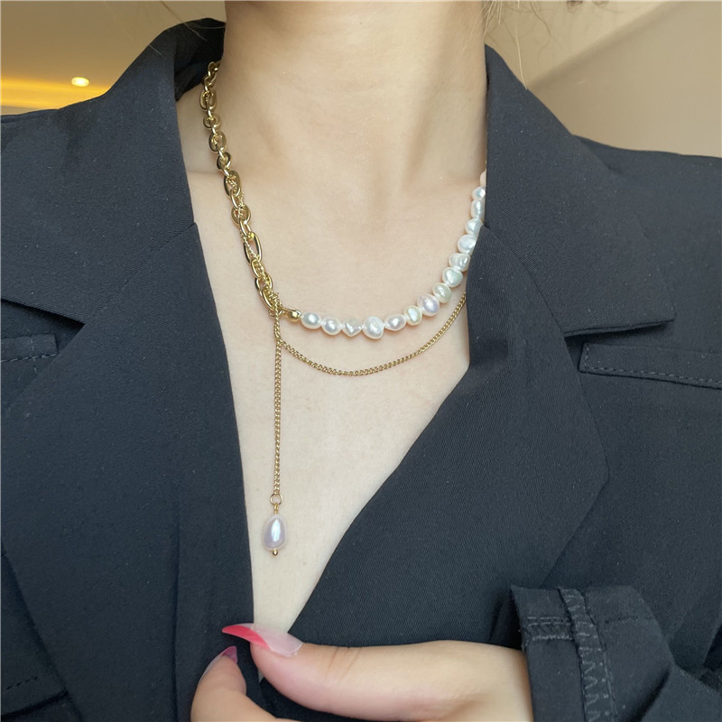 Titanstahl Perlen Quaste Kette Doppellagige Halskette Großhandel Schmuck Nihaojewelry display picture 3