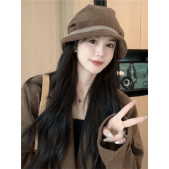 秋季新款复古百搭显脸小渔夫帽子女灯芯绒休闲百搭保暖防风堆堆帽