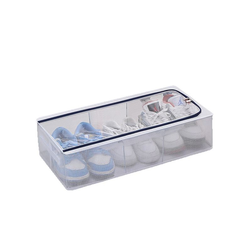 PVC libre de instalación casera caja de almacenamiento de zapatos transparente gruesa marco de acero caja de almacenamiento plegable caja de almacenamiento de zapatos de cama