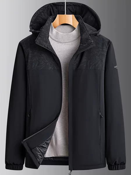 Autumn and winter hooded cotton jacket for men, warm cotton coat, waterproof, windproof, thickened lining, outdoor jacket, men's windbreaker