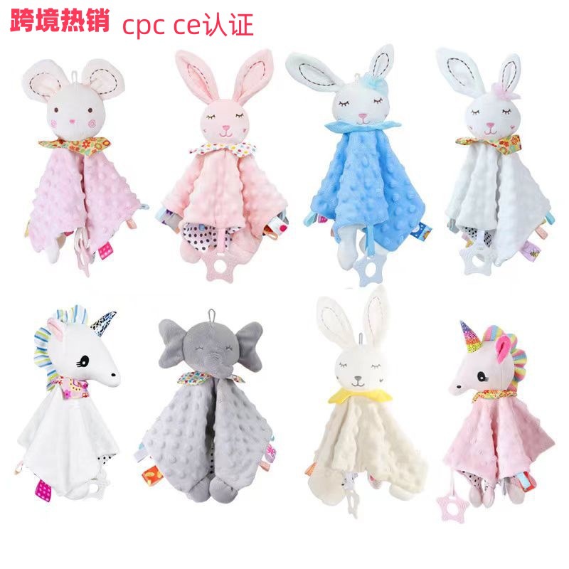 Transfronterizo cpcce bebé animal toalla para el cuidado del bebé tarjeta de tráfico cama colgante bebé toalla de pañuelo toalla de saliva juguete