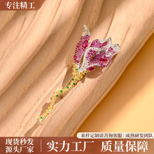 直播爆款s925纯银满钻花朵胸针高档奢华胸饰大衣外套连衣裙别针女