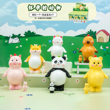 怀孕的动物盲盒桌面车载摆件潮玩手办卡通玩偶公仔树脂工艺品