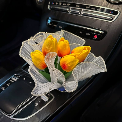 bouquet ins style 2024 Internet: Car ornaments - sunset-5-tulip-bouquet-wrapped