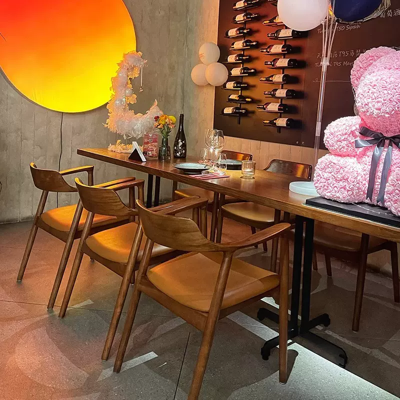 餐饮店桌椅西餐厅茶餐厅清吧日料店音乐餐吧主题餐厅实木桌椅组合