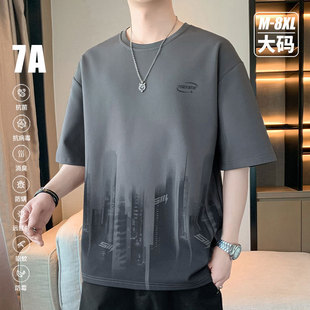 7A Antibacterial Large Size Men's Short-Sleeved Summer New Men's Loose Clothes Casual Trendy Brand Half-Sleeved Tops T-Shirt Men