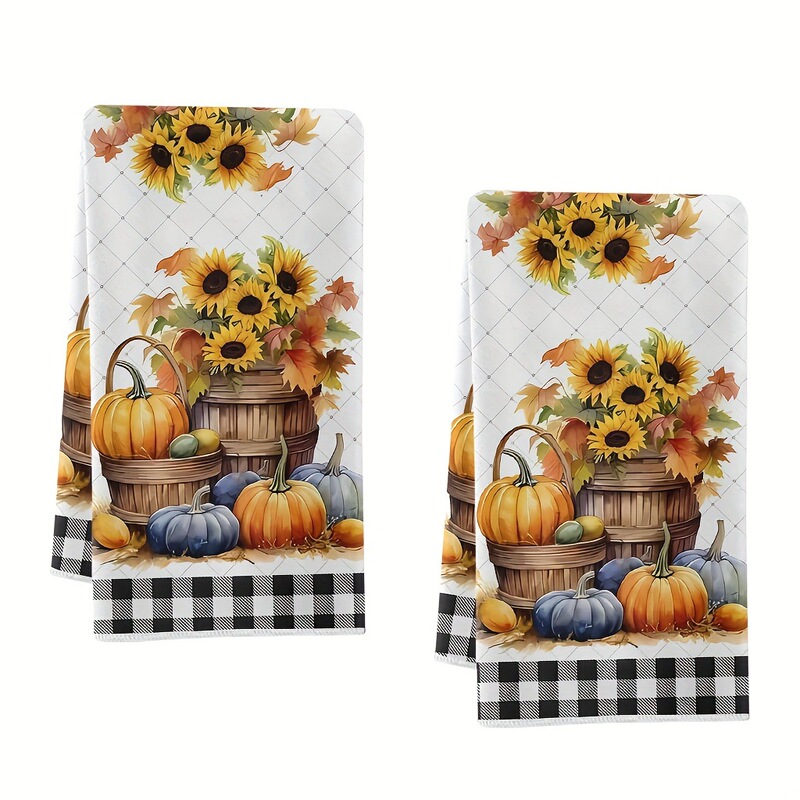 Cross-Border Thanksgiving Printed Kitchen Towel, Pumpkin Sunflower Element Microfiber Towel, Labeling and Warehousing Cross-Border Thanksgiving Printed Kitchen Towel, Pumpkin Sunflower Element Microfiber Towel, Labeling and Warehousing