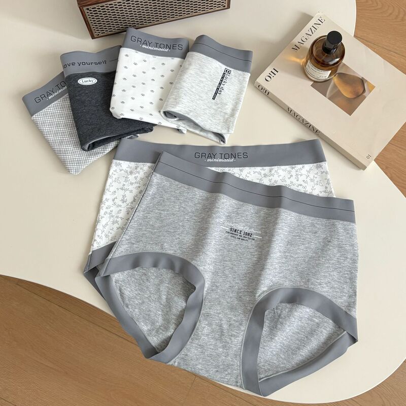 Retro Hip-Covering Seamless Long-Staple Cotton Mid-High Waist Underwear for Women 10A Antibacterial Mulberry Silk Crotch Skin-Friendly Breathable Briefs