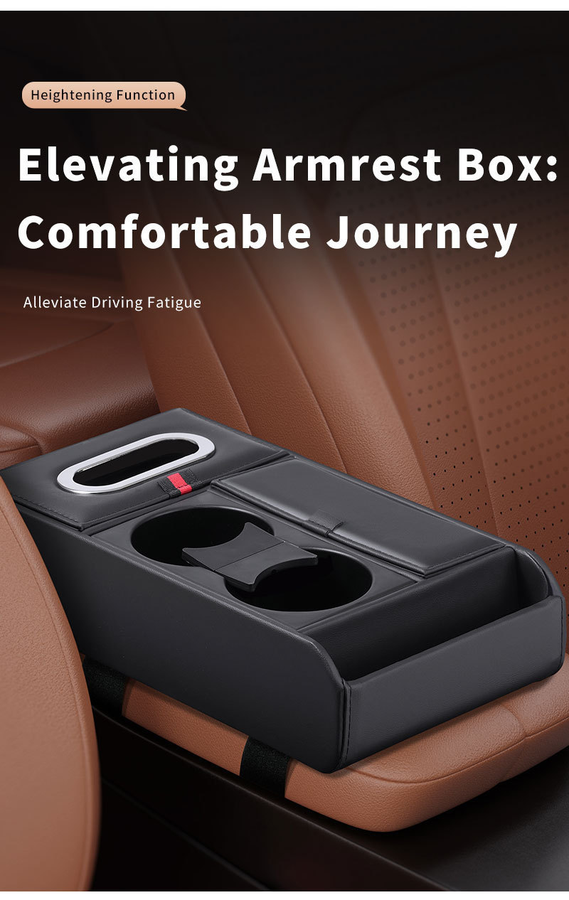 Cross-Border Car Armrest Box Heightening Pad Storage Box Tissue Box Cup Holder Car Multifunctional Storage Box Organizer