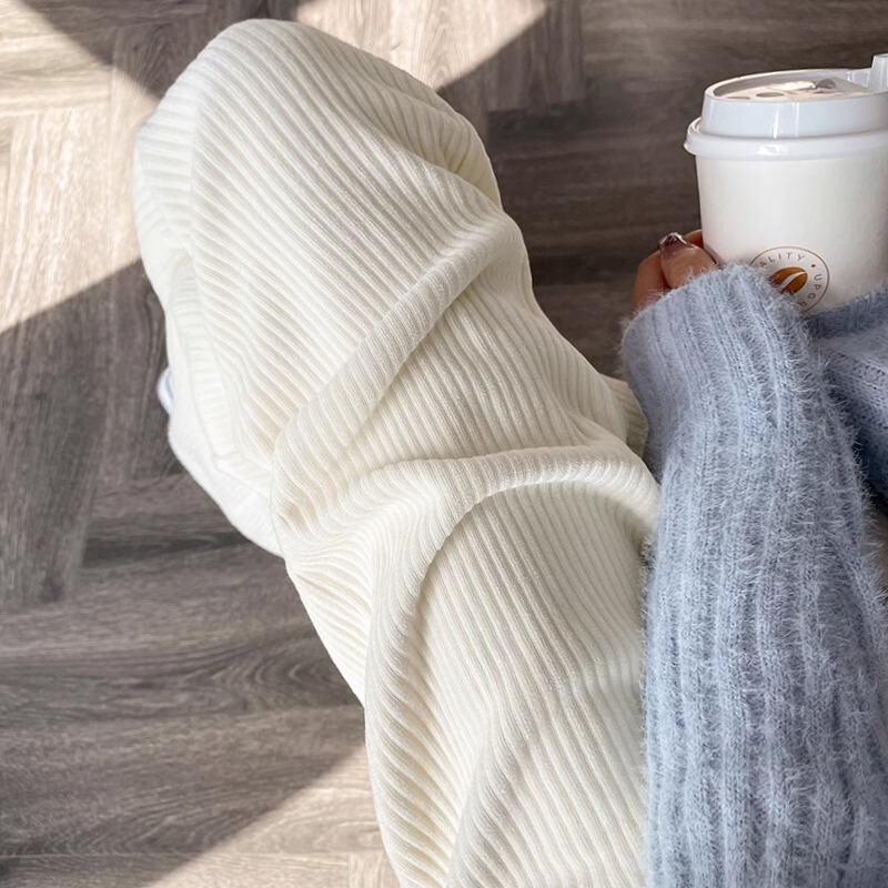 Draped Chenille Wide-Leg Pants for Women 2026 Spring White Corduroy Straight-Leg Corduroy Pants Casual Floor-Length Trousers