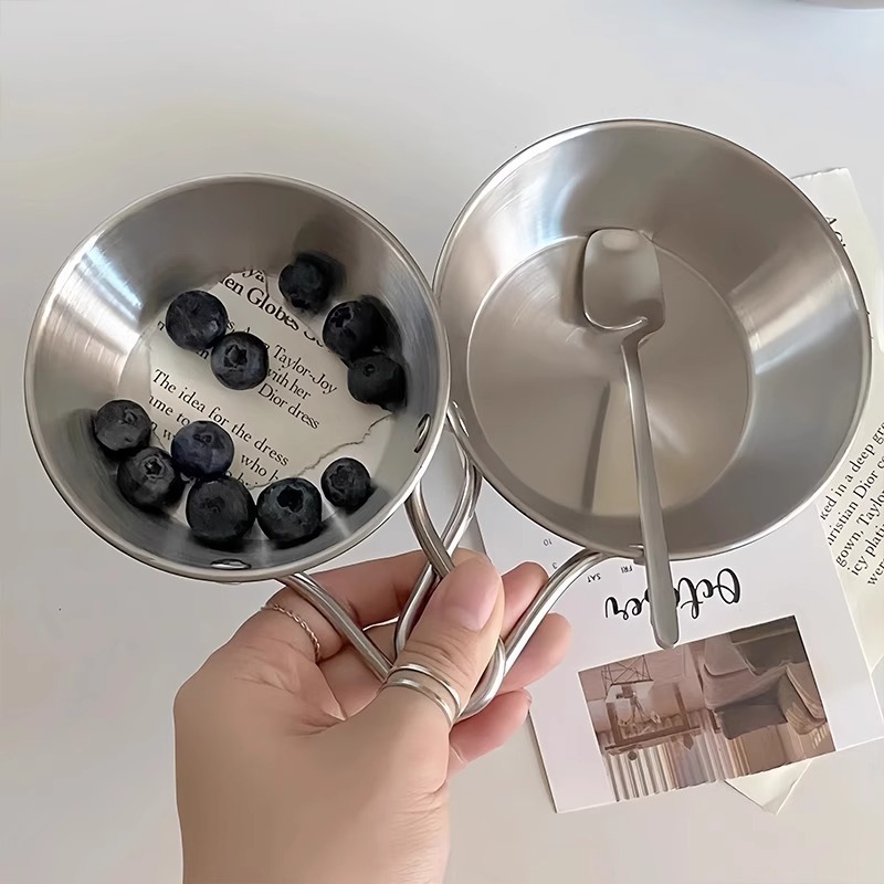 ins美式工业风不锈钢薯条碗炸鸡碗西餐小吃碗带柄水果甜品沙拉碗|undefined