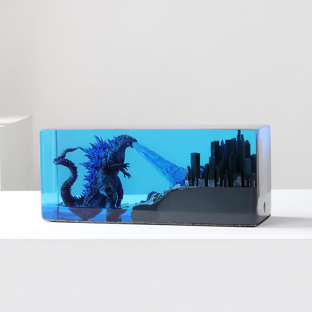  Creative Godzilla City War Night Light Ornaments Epoxy Craft Christmas Children Gifts Tide
