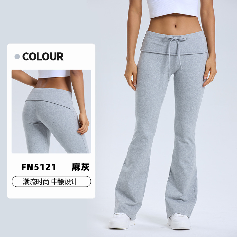 Pantalones anchos de yoga con cordón de cintura alta de nuevo estilo transfronterizo europeo y americano