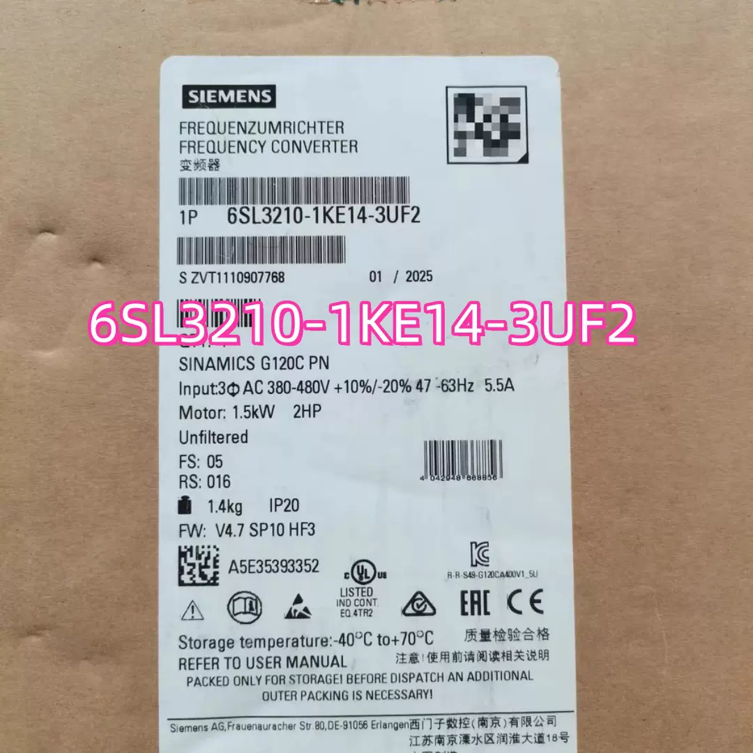 西门子/Siemens/PLC模块6SL3210-1KE14-3UF2全新原装正品 G120C