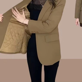 Small Suit Jacket Women's 2024 New Western Style Slim Elegant Casual Autumn Jacket Other Spandex Wool Collar Medium