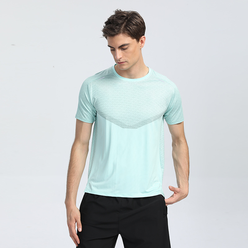Verano de los hombres de negocios casual de secado rápido ropa de seda de hielo de manga corta deportes cuello redondo Camiseta de la aptitud UA misma camiseta impresa LOGOTIPO