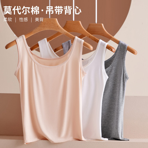 Summer Modal Sleeveless Round Neck Ladies Bodysuit Invisible Fitted Slimming Camisole Top for Plus Size Women