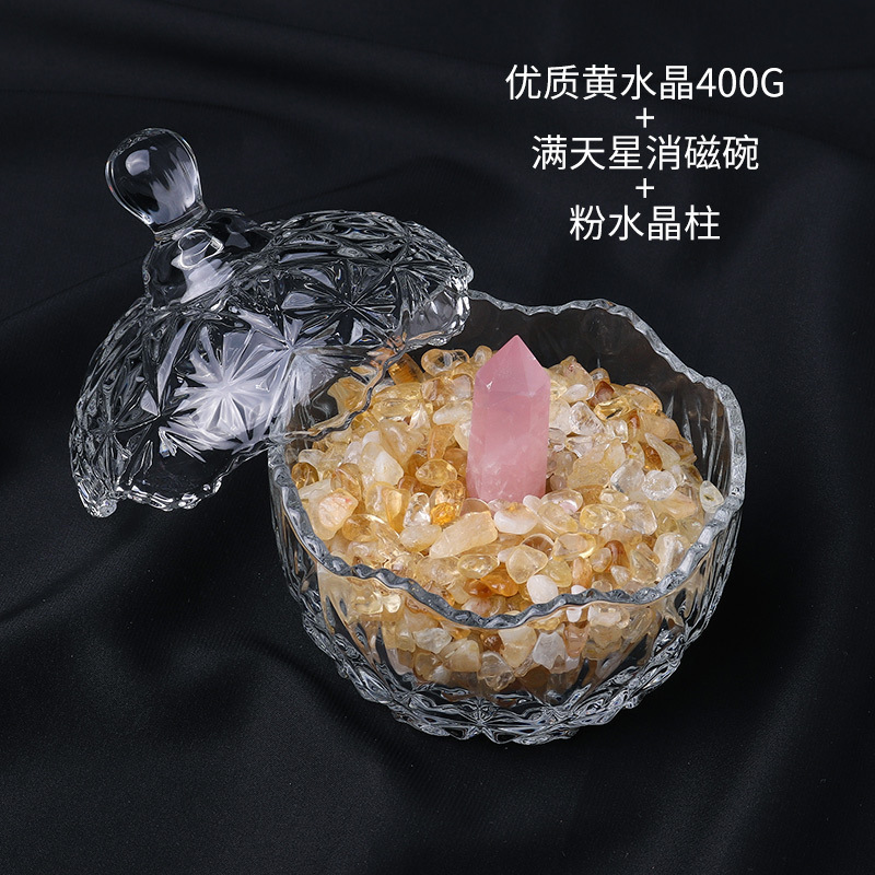 Cao cấp citrine 400G gypsophila khử từ bát 4-5cm cột pha lê hồng