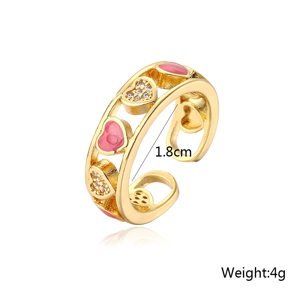 Fashion Geometric Copper Inlay Zircon Open Ring 1 Piece