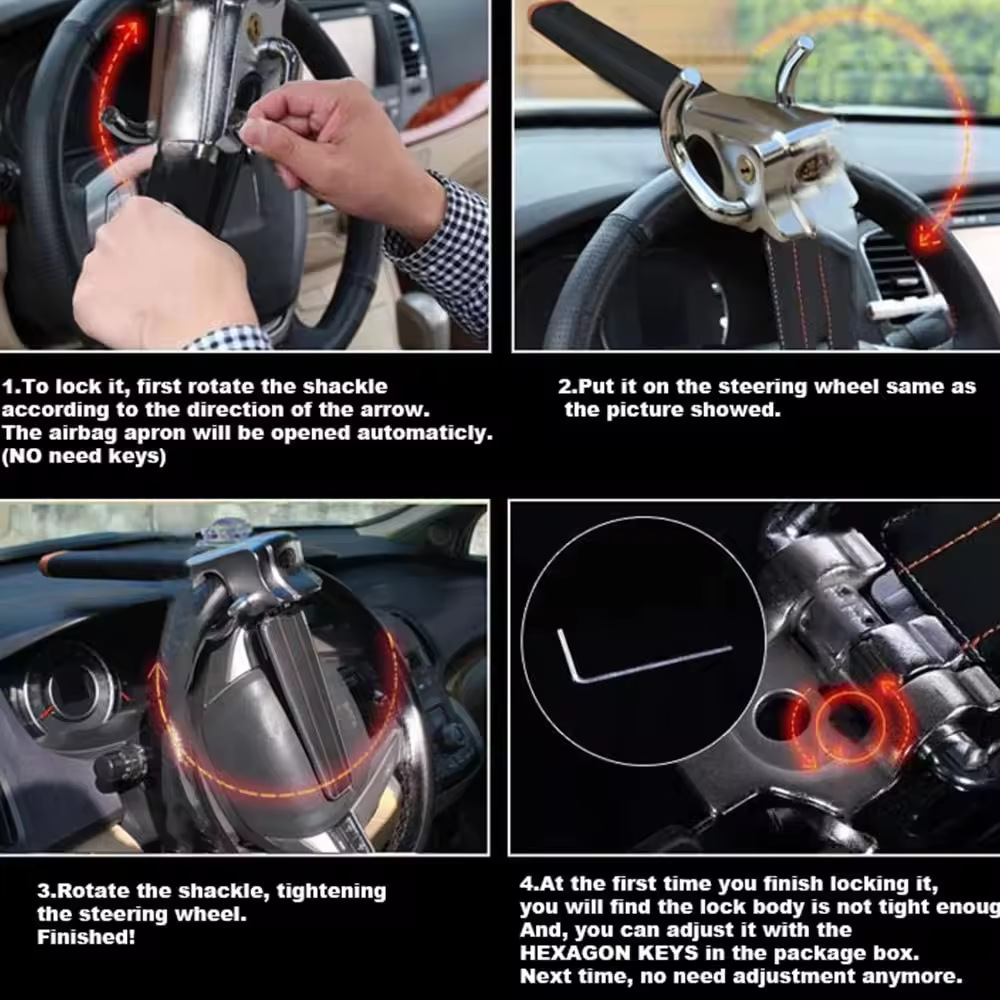 Cross-border foreign trade in stock wholesale car universal multi-function car steering wheel lock front anti-theft lock