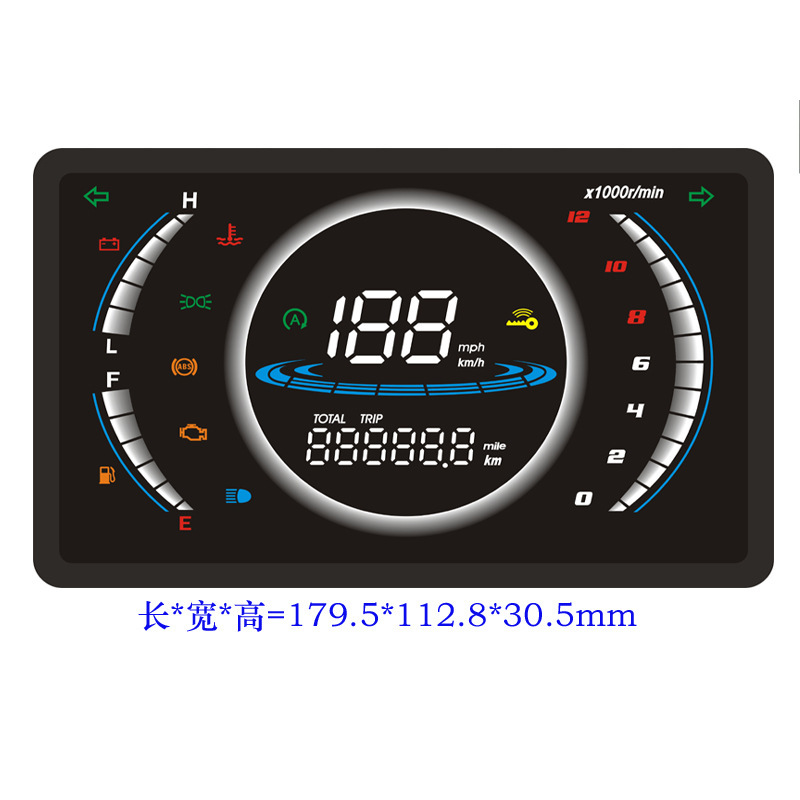 2023Nmax Motorcycle Street Car Modified Digital Code Meter Flat Type with Water Temperature Voltage 7-Color Color-Changing Digital Meter