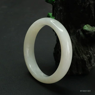 眷钰 天然和田玉手镯白玉正圈镯子玉石工厂批发直播供货S3031401